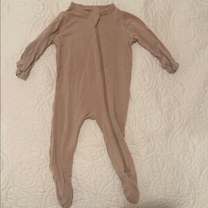 Baby Neutral Zipper Footed One-Piece - Soft Taupe
